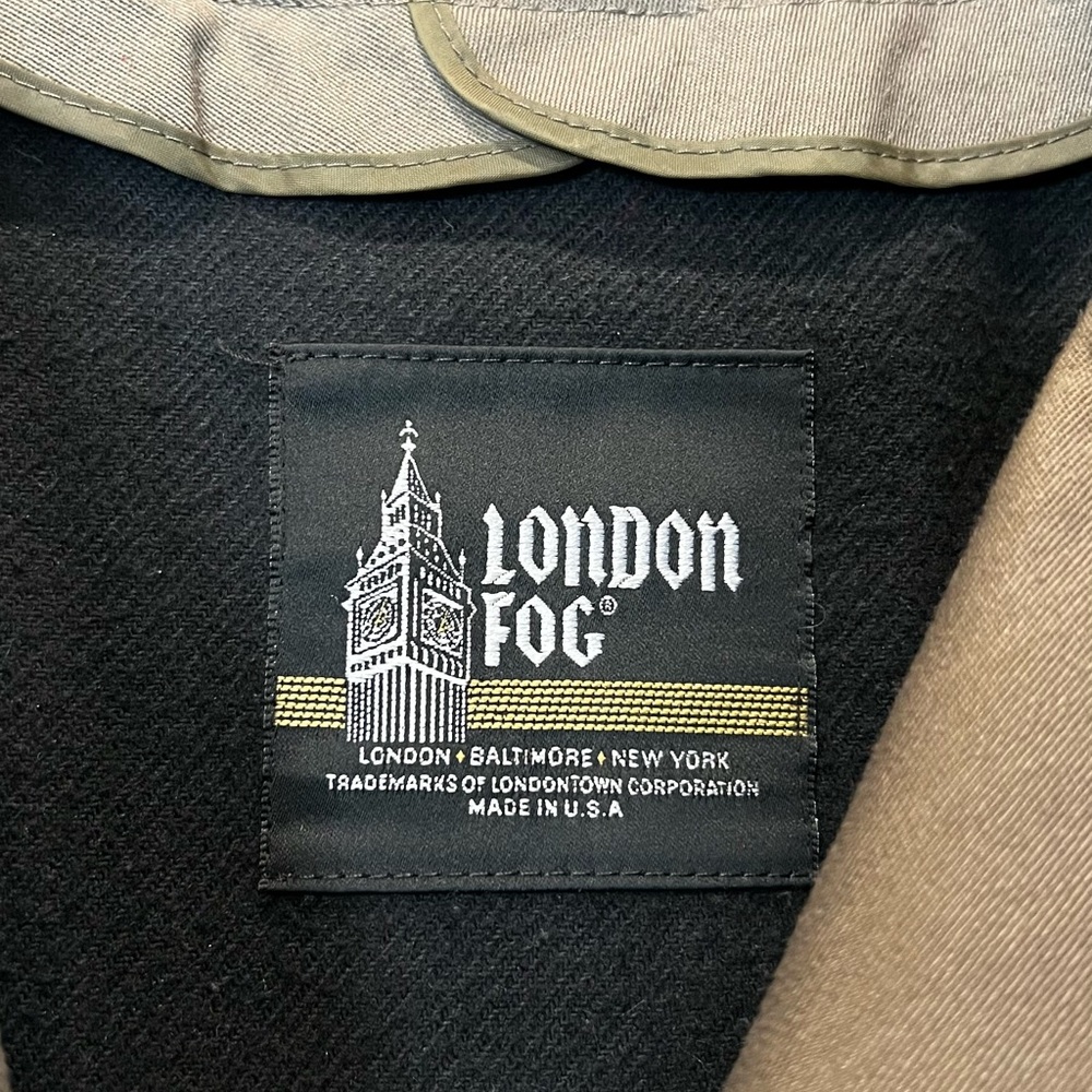 London Fog Tan and Black Trench Coat